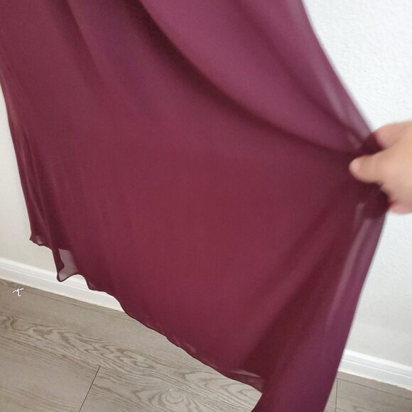 SLNY Evening Dress 6 Burgundy Red Elegant Embellished Gala Prom Wedding Party - Picture 4 of 9